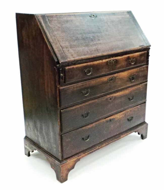 (18thc) Figured Maple Desk w/ Early Finish & Brass (1 of 9)