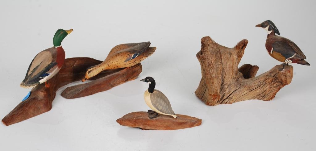(4) Carved and Painted Miniature Decoys (1 of 8)