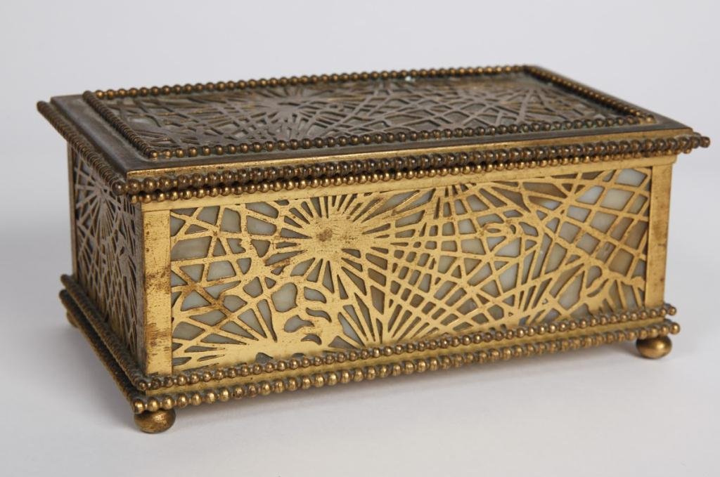 Tiffany Studios Bronze Slag Glass Jewelry Box (1 of 7)