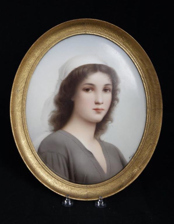 "Ruth" Oval KPM Plaque Signed Wagner (1 of 3)