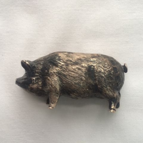 Sterling Silver Pig / Hog Figurine (1 of 2)