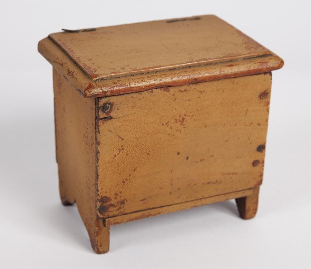 Miniature (6) Board Taupe Blanket Chest Dated 1837 (1 of 3)