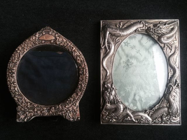 Silver Repousse Picture Frames w/ Dragon & Florals (1 of 2)