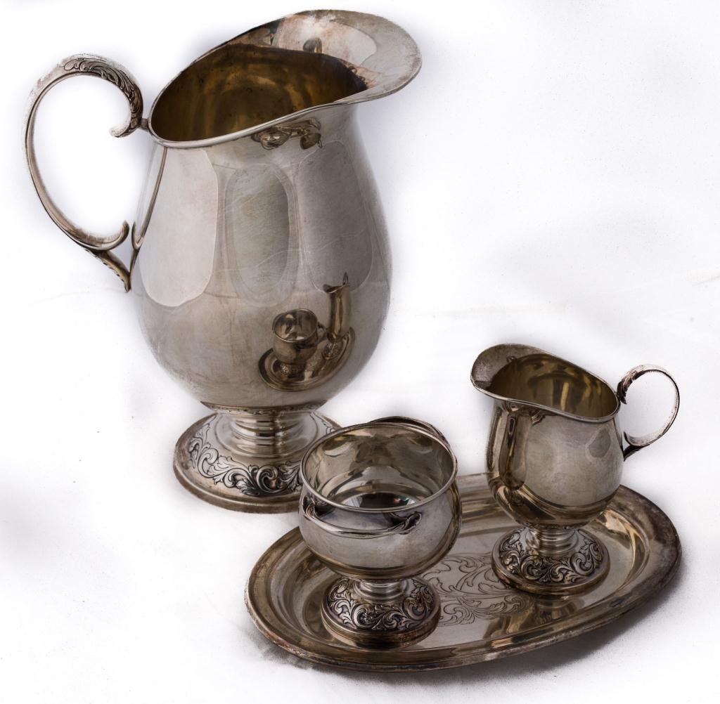 Towle Sterling Silver Pitcher Creamer, Sugar, Tray (1 of 3)