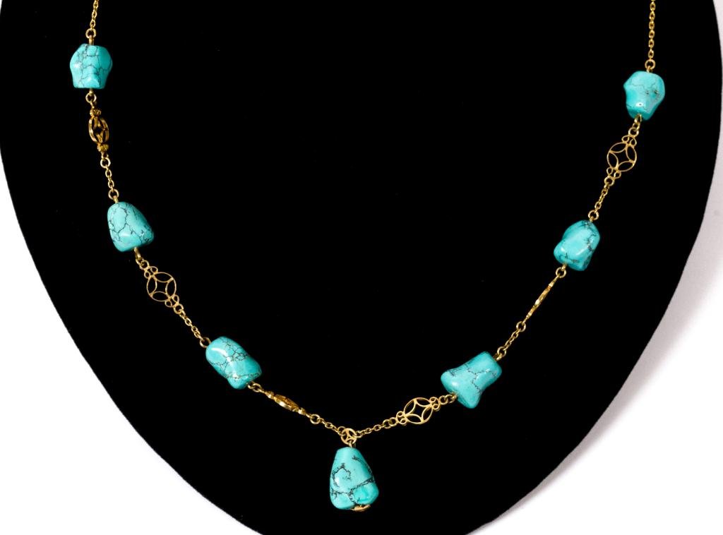 14K Gold Turquoise Nugget Necklace (1 of 3)