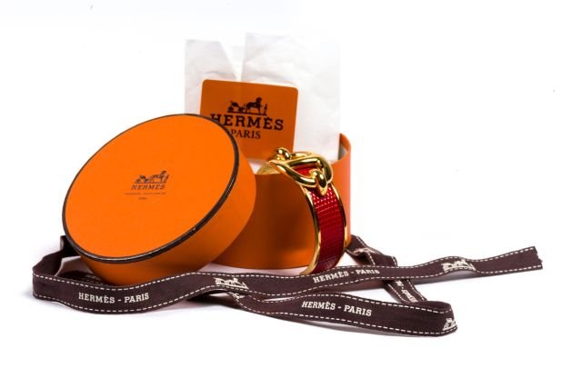 Red Embossed Hermes Bracelet (1 of 3)