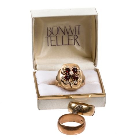 14k Gold Garnet Clover Ring w/ Others (1 of 4)