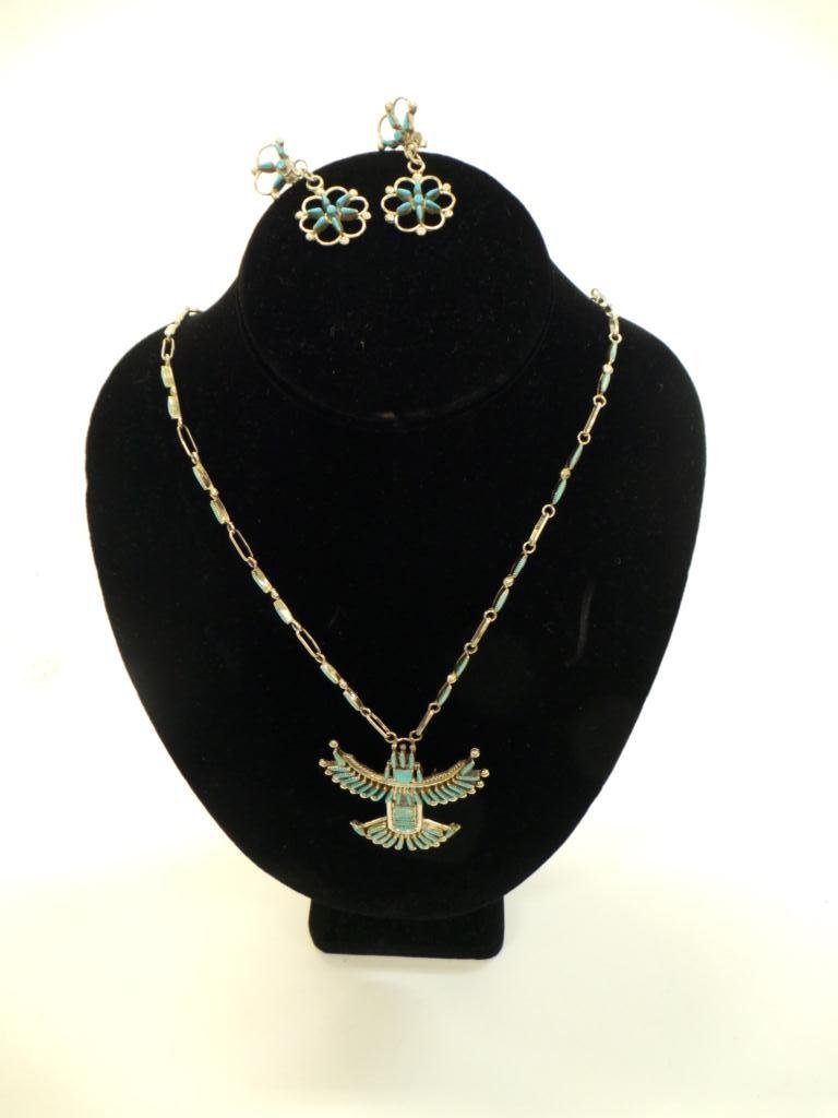 Native American Zuni Necklace & Earrings (1 of 3)