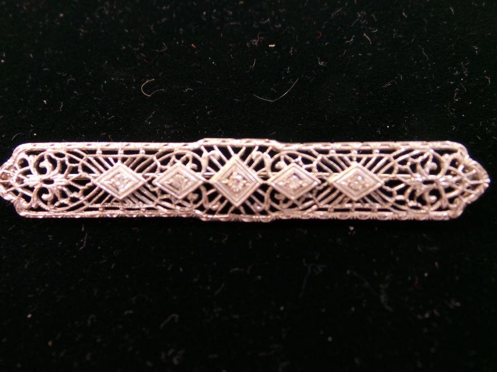 14k Gold Art Deco Pin w/ Diamonds (1 of 1)