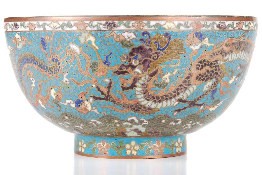 Fine Quality Cloisonne Bowl with Dragon Motif (1 of 6)