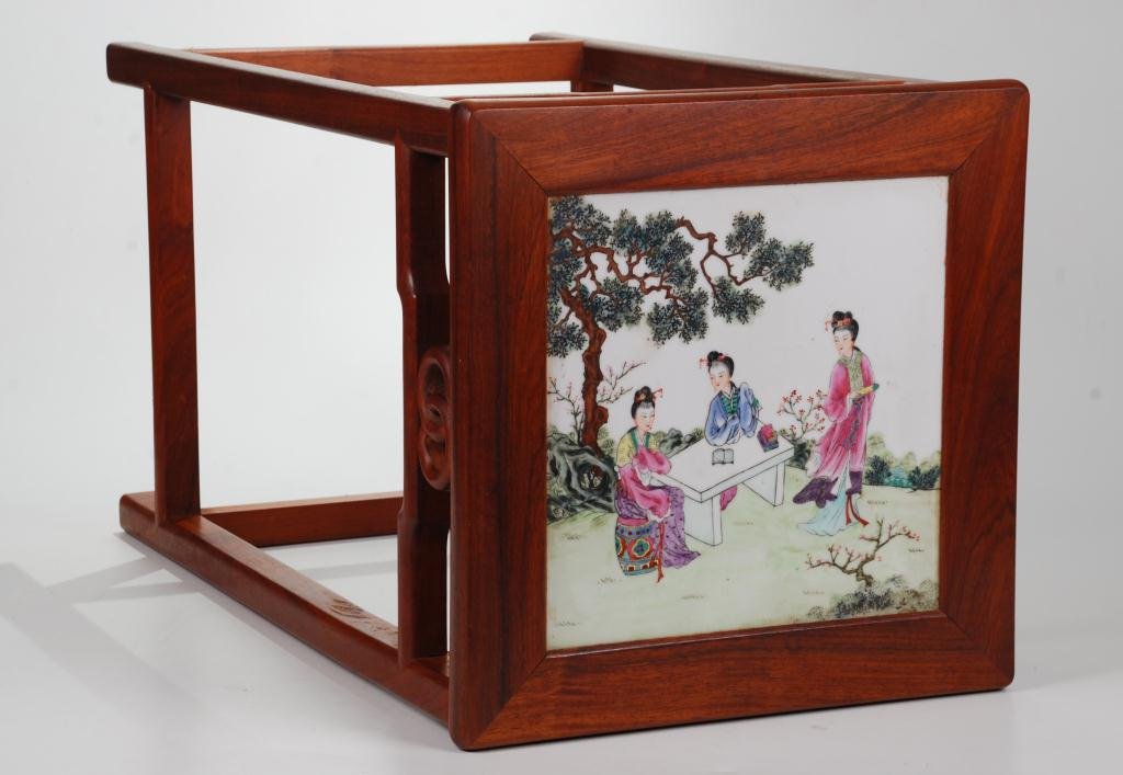 Hardwood Stand with Chinese Ceramic Tile Insert (1 of 3)