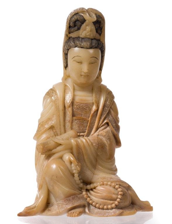 (19thc) Chinese Hardstone Carved Figure of a Woman (1 of 10)