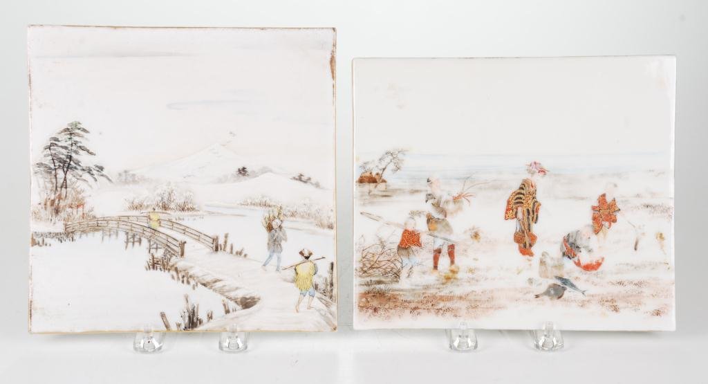 (2) Japanese Hand Painted Tiles (1 of 4)