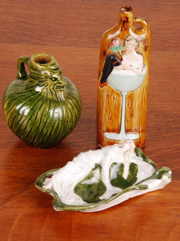 Ceramic Jug Decorated w/ Beauty & Figural Pin Tray (1 of 10)