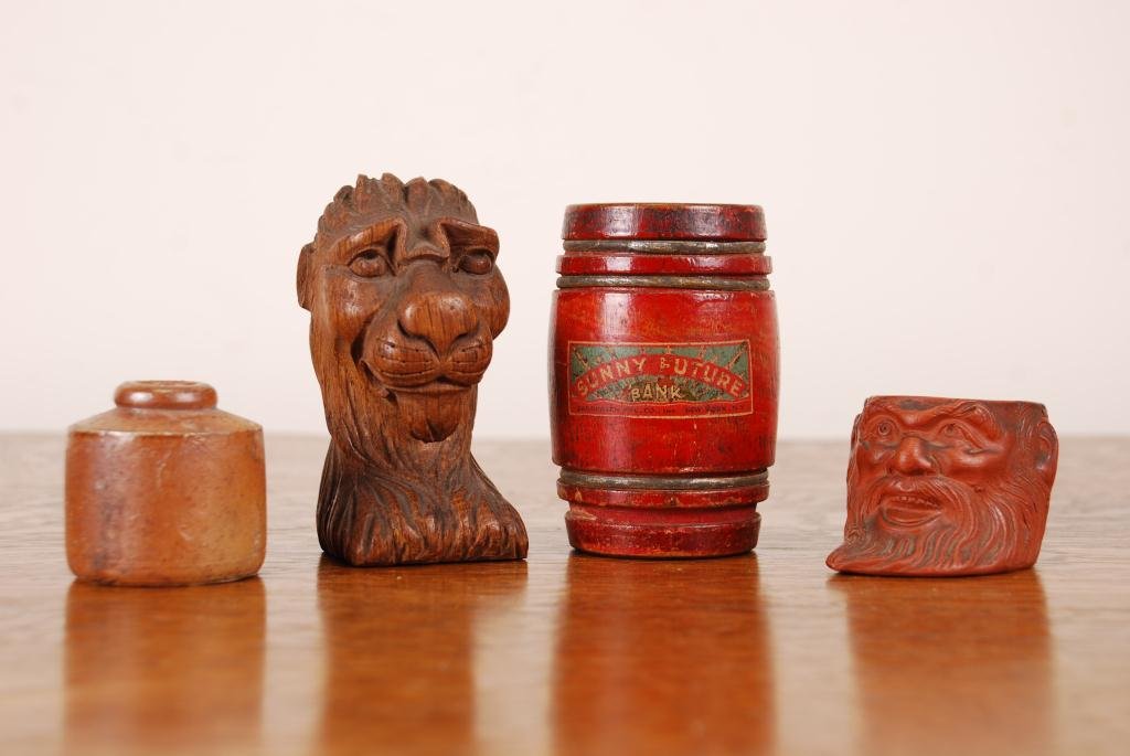 Sunny Future Barrel Bank, Carved Oak Lion Etc. (1 of 8)