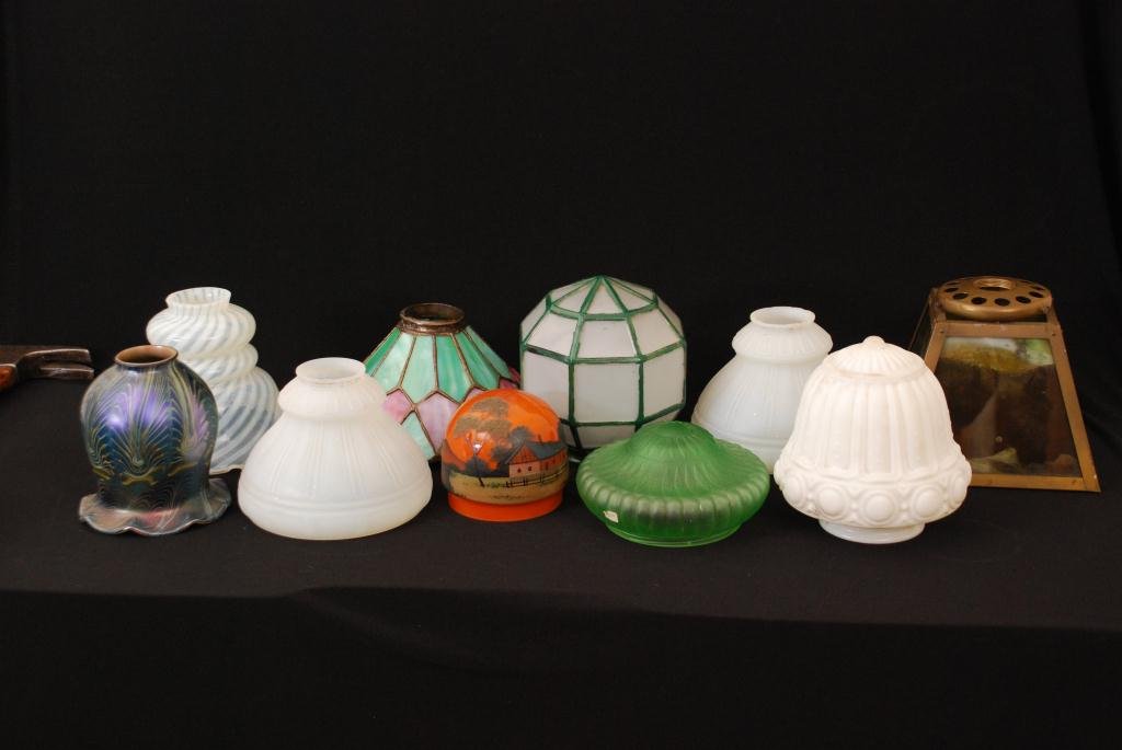 (10) Assorted Glass Shades For Hall & Table Lamps (1 of 10)