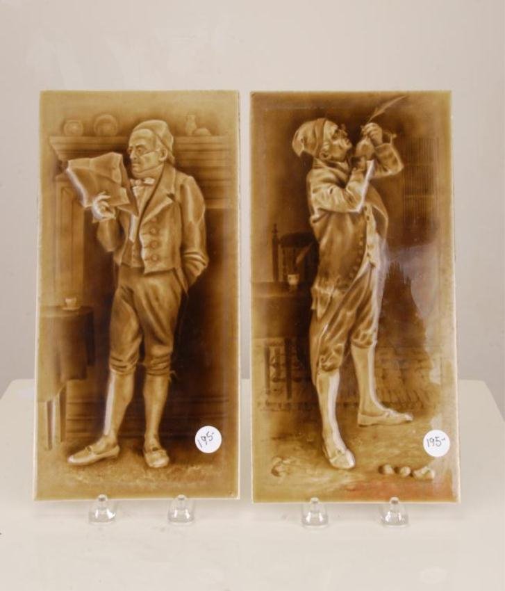 (2) Antique English Portrait Tiles (1 of 5)
