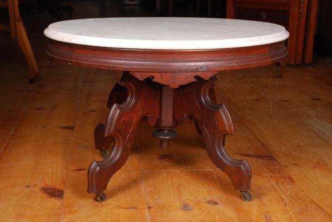 Walnut Marble Top Occasional Table (1 of 6)