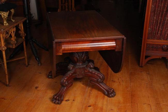 Carved Walnut Drop Leaf Dining Table (1 of 9)
