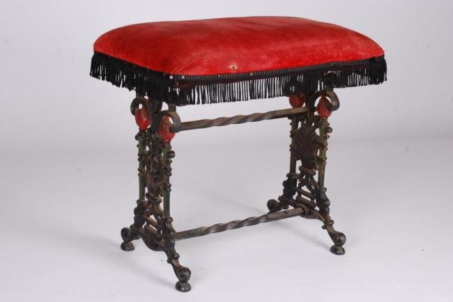 Upholstered Cast Iron Stool (1 of 4)
