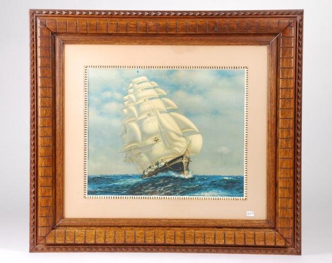 Sailing Ship Print in Fancy Oak Frame (1 of 4)