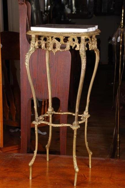 Gold Painted Cast Iron Plant Stand With Marble Top (1 of 6)