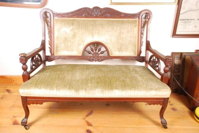 Victorian Carved Oak Settee (1 of 10)