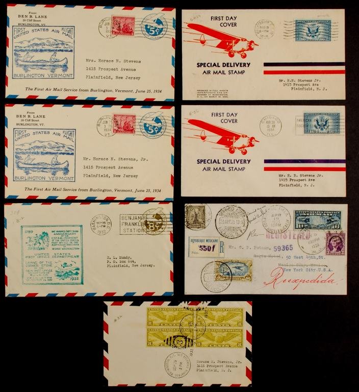 (6) US Air Mail Covers 1932-1935 and (1) Mexico (1 of 9)