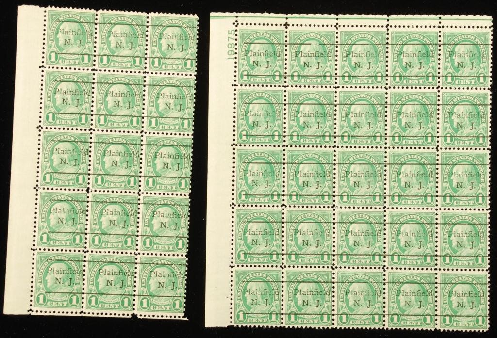 Scott #632 Block of (25) & (15) w/Pre Cancellation: Each with side margin.