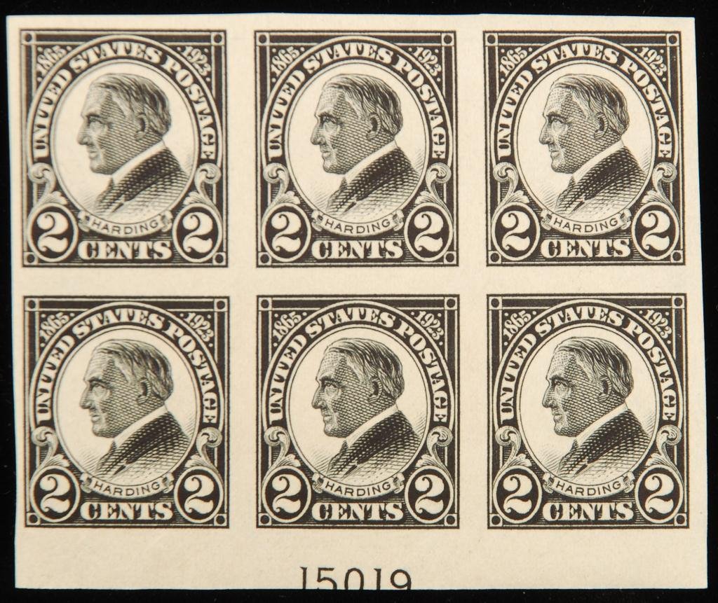 2c Harding Memorial Scott #612: Block of (6) with bottom margin
