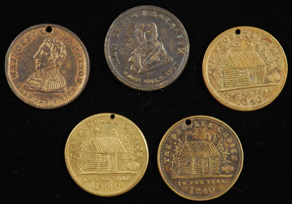 (5) 1840 William Henry Harrison Campaign Medals (1 of 2)
