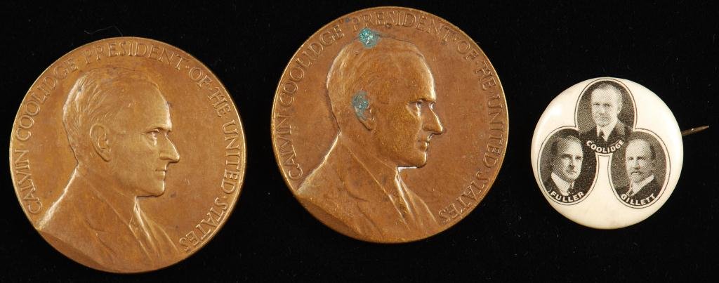 Calvin Coolidge Campaign Pin and Inaugural Medals (1 of 2)