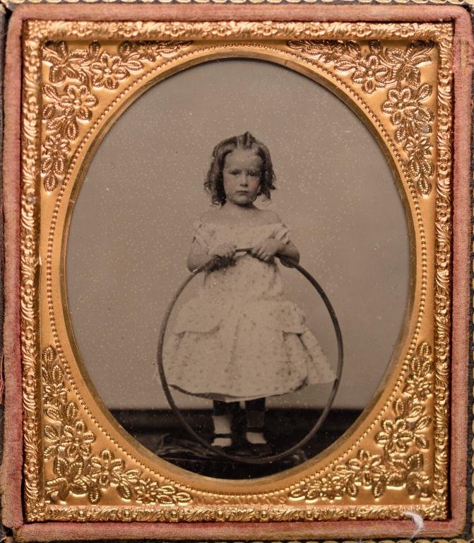 M.P. Simons Philadelphia Ambrotype Girl with Hoop (1 of 2)