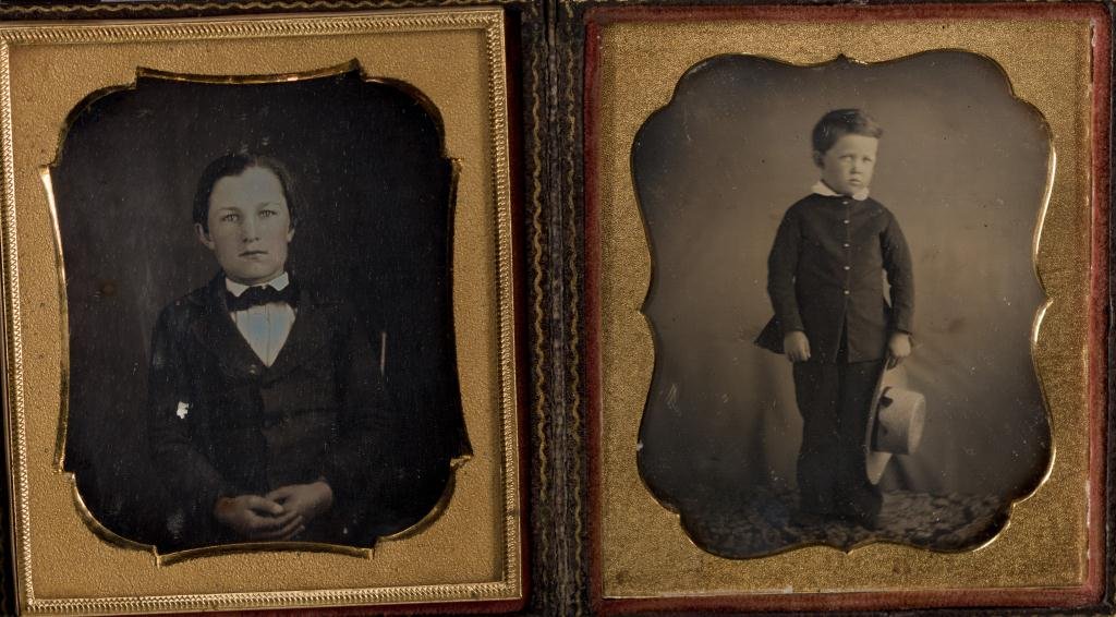 (2) 1/6 Plate Daguerreotypes of Young Boys (1 of 4)