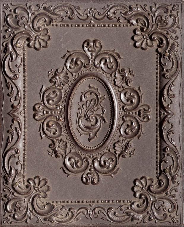 1/4 Plate Ambrotype Hazelton Thermoplastic Case: From Hazelton's Photograph and Ambrotype Gallery Boston. With original trade card c.1855.