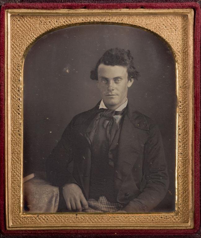Early 1/6 Plate Daguerreotype of a Young Man: Anonymous. Plate stamped illeg. upper left.