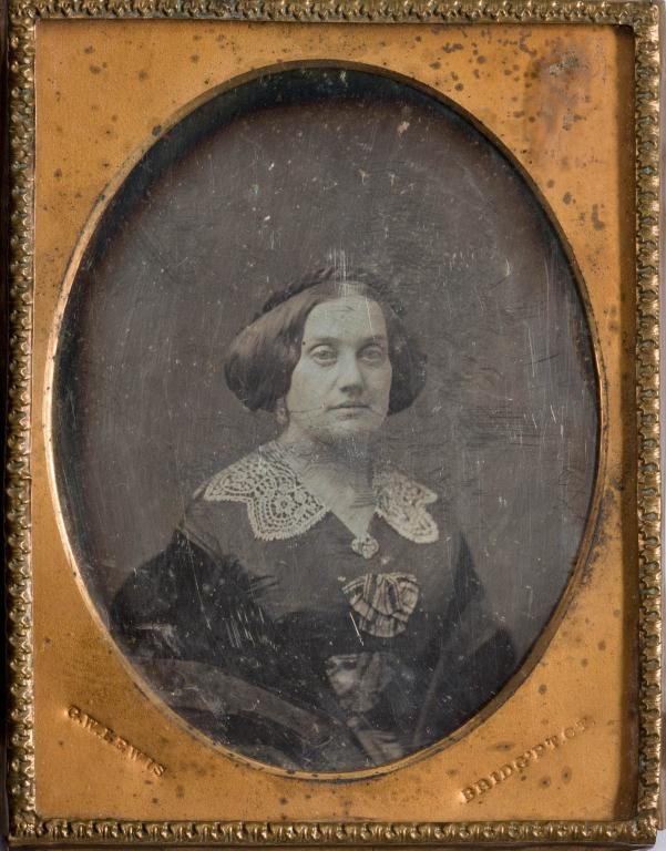 Early 1/4 Plate Daguerreotype by G.W.Lewis: Stamped on mat Lewis and Bridgeport, CT.
