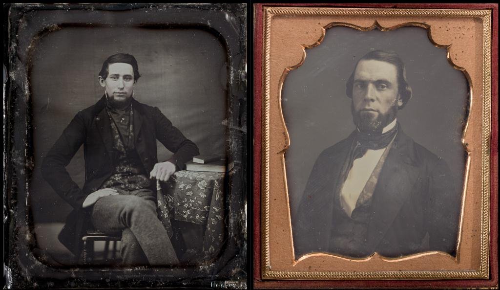 (2) 1/6 Plate Daguerreotypes in Papier-Mache Cases (1 of 7)