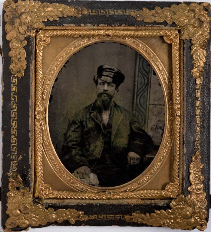 Interesting Frame with 1/6 Plate Tinted Ambrotype: H. Twaits photographer.