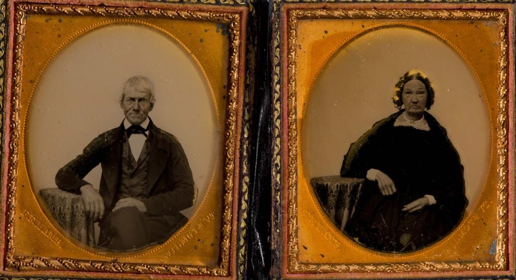 F.F. Lamb Wilmington VT 3-D Ambrotype 1/6 Plate: Portraits of Mr. and Mrs. Hitchcock.