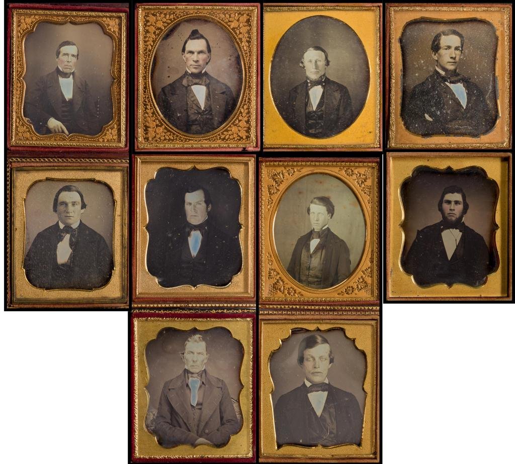 (10) 1/6 Plate Daguerreotypes of Gentlemen: Anonymous. Including sitters: John Ford Blair, Uncle Zina Blair, George Dudley.