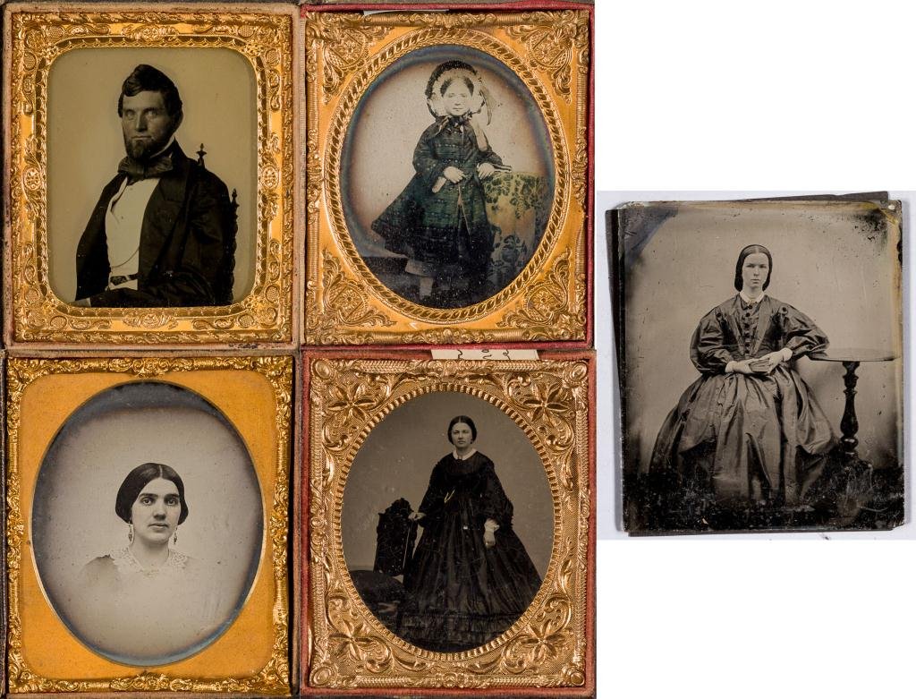 (5) 1/6 Plate Ambrotypes of Men, Women & Child (1 of 10)