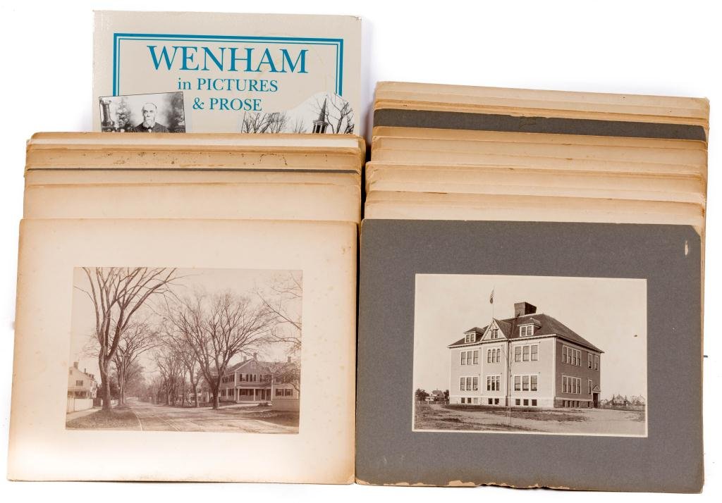 (40) Hamilton Wenham Photo's by B.H. Conant 1890's: Signed and dated 1892-1897 B.H. Conant- Wenham, Mass verso. Plus a few additional prints (1) by Mitchell of Beverly. Together with "Wenham in Pictures and Prose"