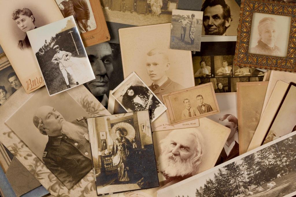 Photo of Abe Lincoln and Over (100) Albumen Prints: Including: Individual and group photos, race car driver, musical group, steam roller, landscapes, plays and graduations, policeman. Etc.