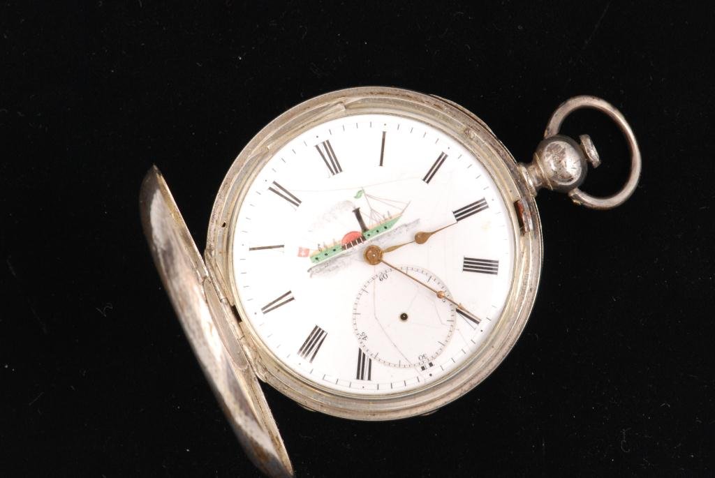 JULES HUGUENIN LOCLE HUNTERS CASE POCKET WATCH (1 of 4)