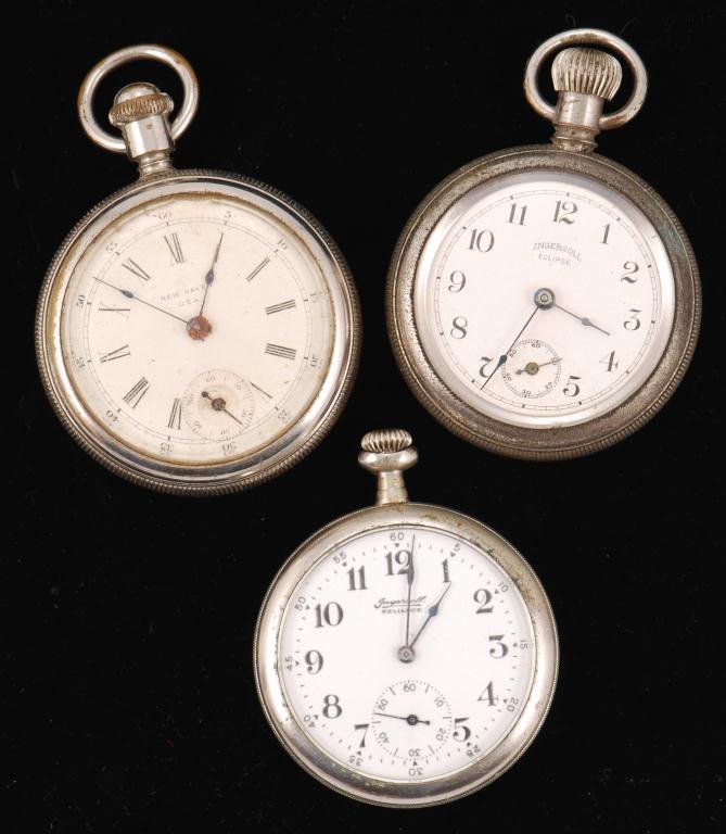 (3) INGERSOLL ECLIPSE RELIANCE & NEW HAVEN WATCHES: Dials 1 3/4 inches (and smaller)