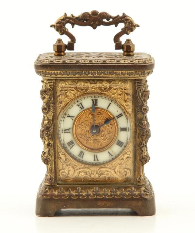 GILT BRASS MINIATURE CARRIAGE CLOCK (1 of 5)
