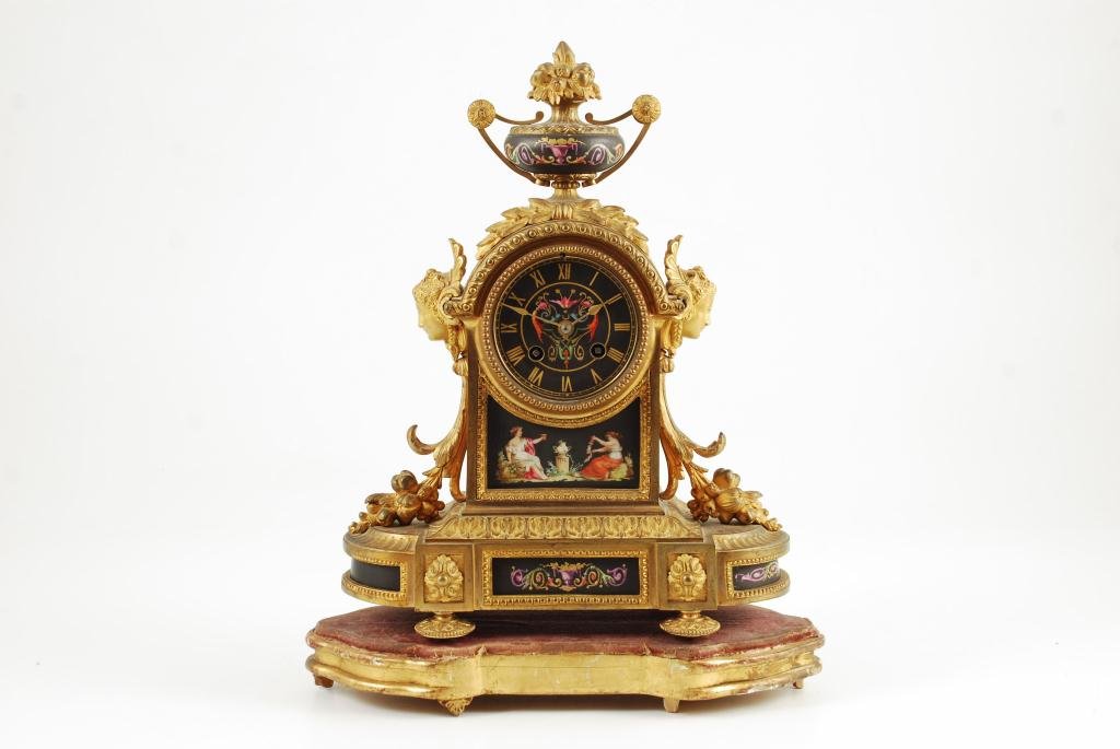CHARLES TAYOR & SON GILT ORMOLU MANTLE CLOCK (1 of 8)