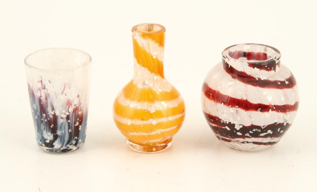 (3) MURANO MINIATURE VASES WITH SILVER FLECKS (1 of 5)