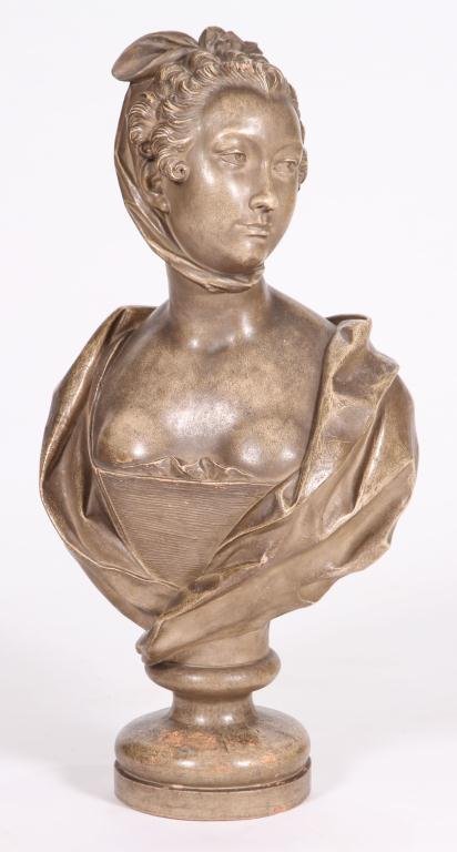(19th c) FRENCH TERRACOTTA BUST OF A YOUNG WOMAN (1 of 5)